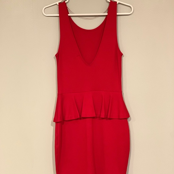 Red Peplum Dress NWOT Size Small - Picture 5 of 6